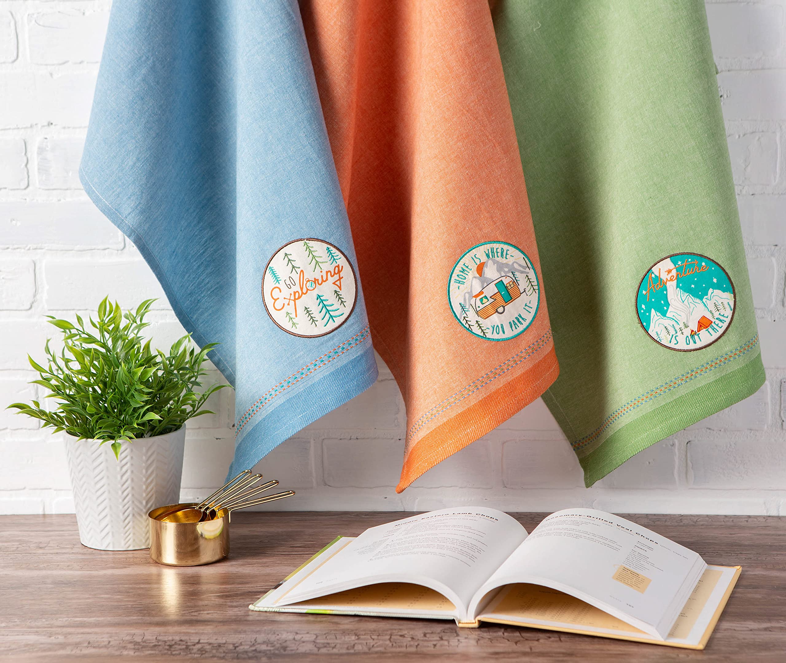 Amazon.co.jp: DII コットン刺繍ディッシュタオル 18x28
